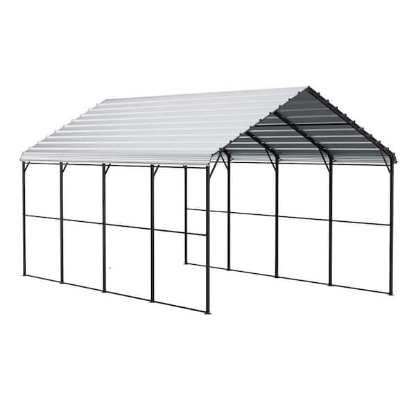 Heavy Duty Metal Carport, 10 ft. x 15 ft. Outdoor Carport with Galvanized Steel Frame and Roof, Car Tent Garage Shade