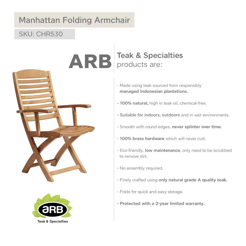 Manhattan Honey Teak Folding Outdoor Dining Chair
