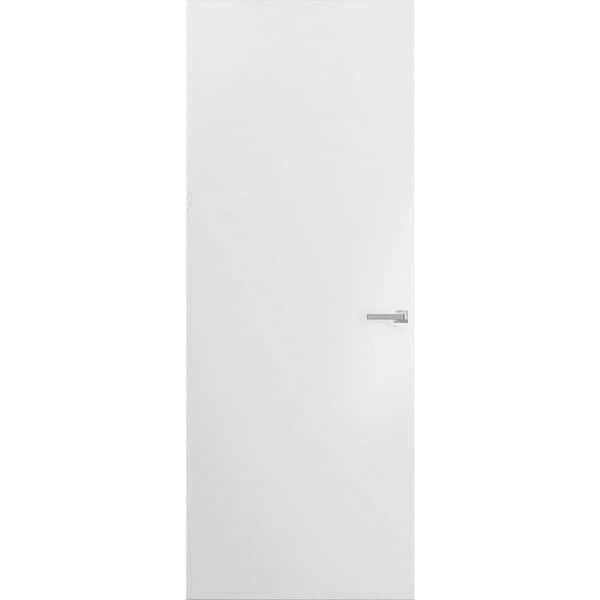 0010 28 in. x 96 in.Left-Hand/Outswing Primed Solid Core Wood Flush Mount Hidden Frameless Door with Hinge