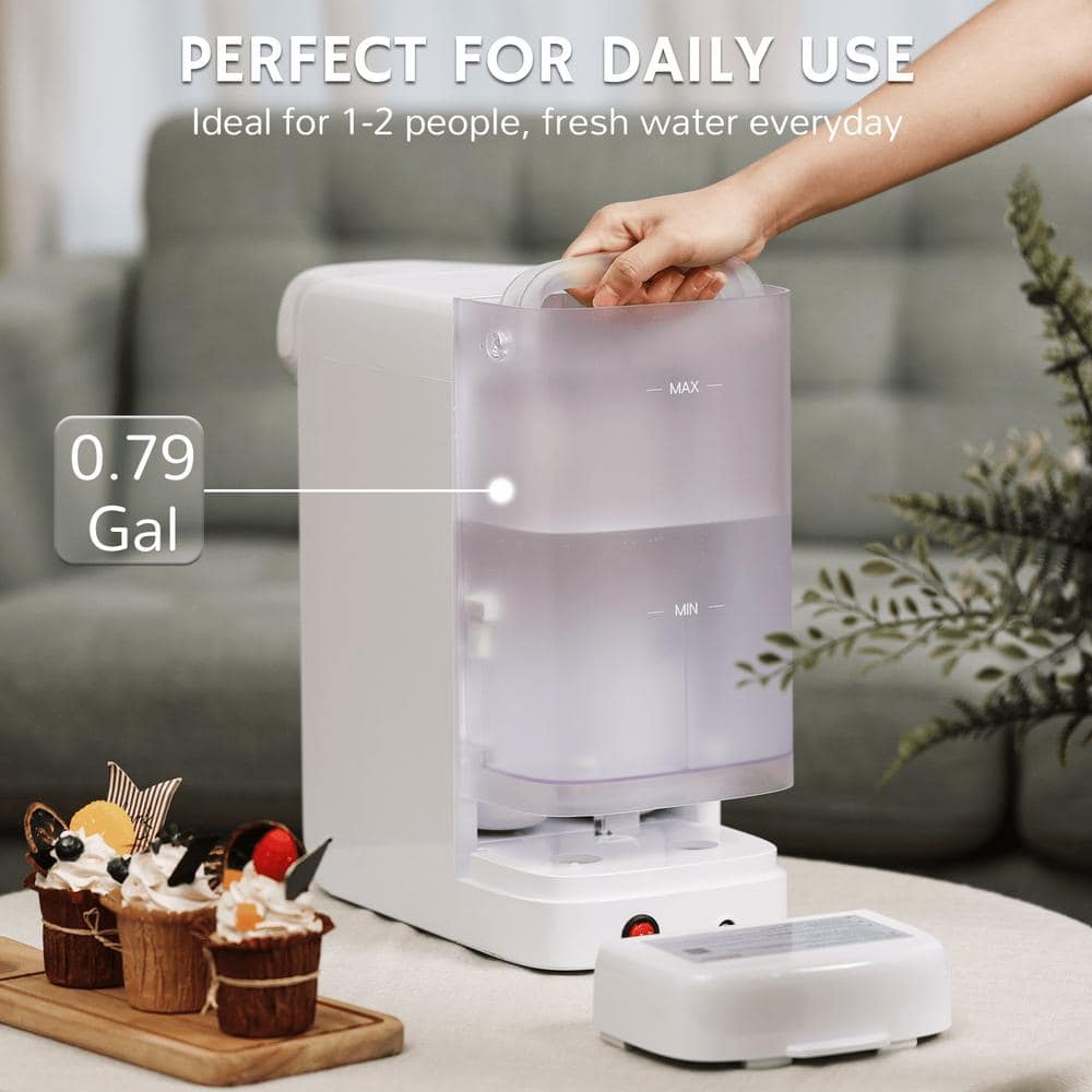 Compact White Reverse Osmosis Countertop Water Filter with Glass Pitcher