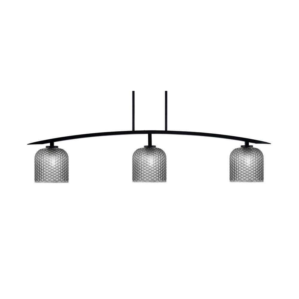 Siena 3-Light Matte Black Billiard Light with 7 in. Smoke Textured Glass Sh