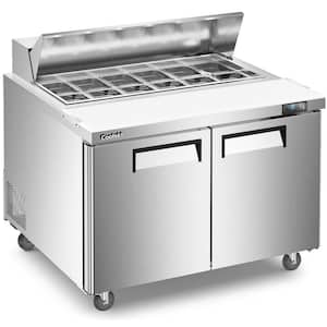 48 in. Commercial Refrigerator Sandwich Prep Table, 13 cu. ft. Stainless Steel Silver Salad Food Prep Station