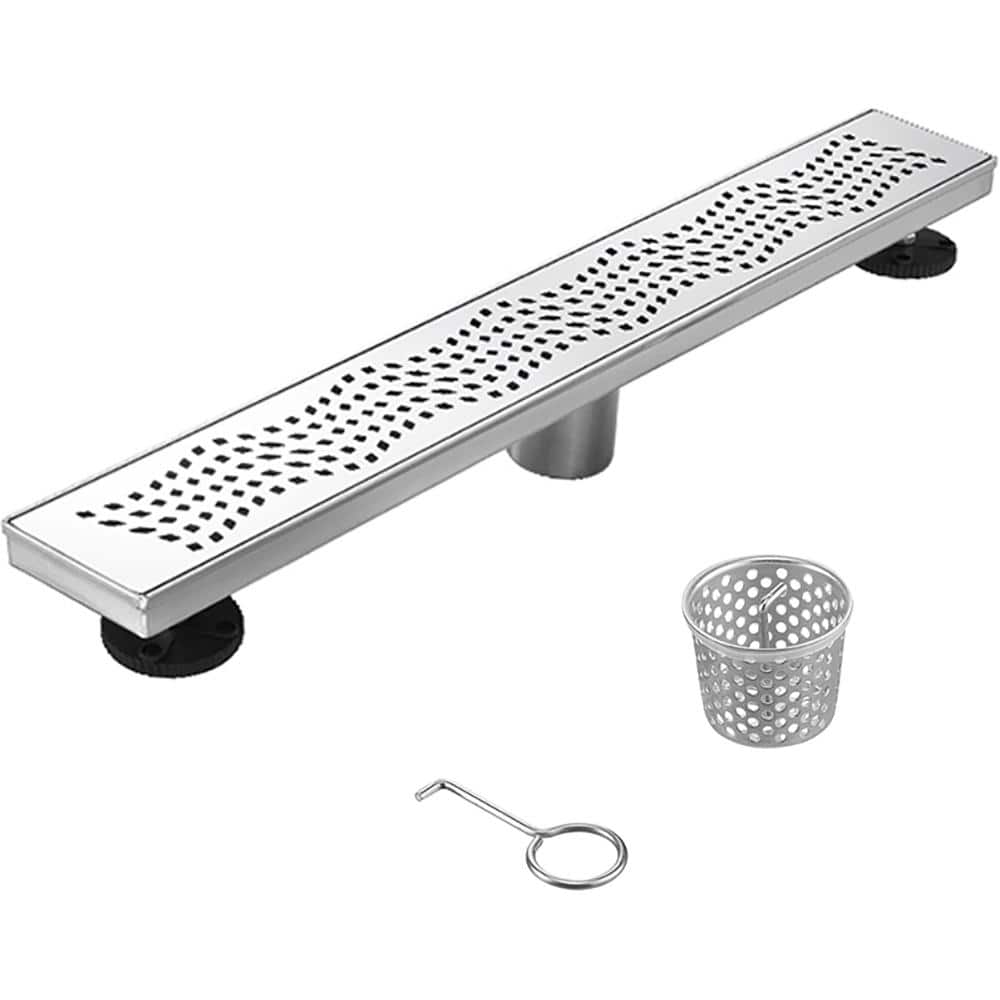 28 in. Linear Stainless Steel Shower Drain - Wave Pattern price history on PriceWatchPro