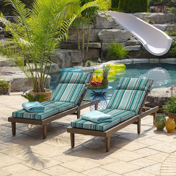 ARDEN 21 x in Outdoor Chaise Lounge Cushion in Teal Cobalt