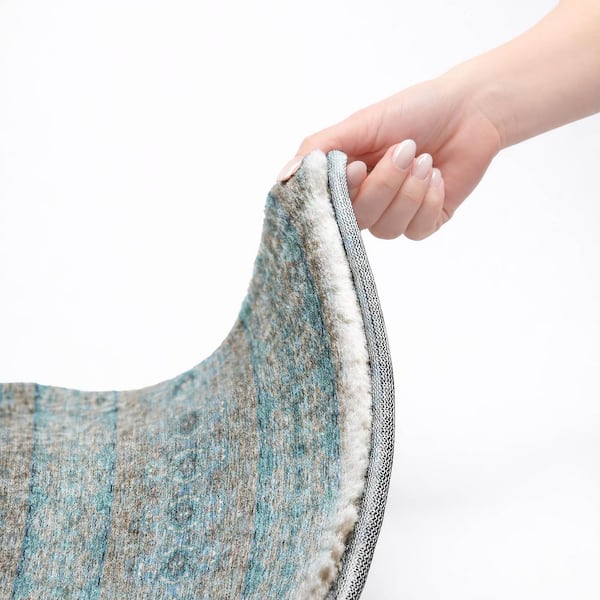 Dream Shag Premium Machine Washable Abstract ADS615 Teal 9 ft. x 12 ft. Area Rug