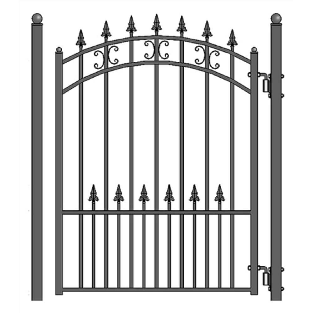 ALEKO St. Petersburg Style 4 ft. x 5 ft. Black Steel Pedestrian Fence Gate