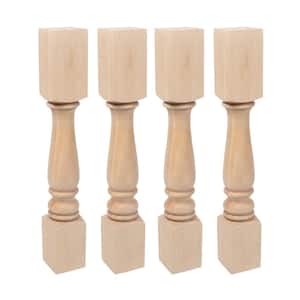 35.25 in. x 5 in. Unfinished Solid North American Hard Maple Plain Full Round Kitchen Island Leg (4-Pack)