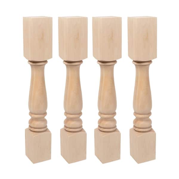 35.25 in. x 5 in. Unfinished Solid North American Hard Maple Plain Full Round Kitchen Island Leg (4-Pack)