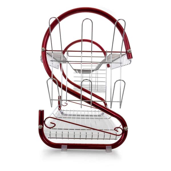 MegaChef 17.5 in. Red Countertop Dish Rack 98596407M - The Home Depot