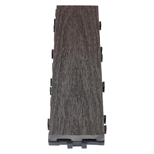 UltraShield Naturale 3 in. x 1 ft. Quick Composite Single Slat Deck Tile in Hawaiian Charcoal (4-Pieces per Box)