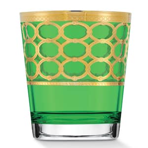 10 oz. Multicolor with Gold Rings Double Old Fashion Tumbler/Whiskey (Set of 4)