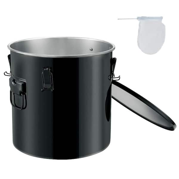 Fryer Grease Bucket, 8 Gal. Oil Disposal Caddy Stainless Steel Fryer Oil Bucket Rust-Proof Coating, Transport Container