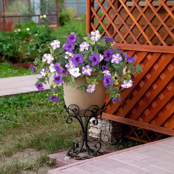 Afoxsos 12 in. Purple White Indoor/Outdoor Artificial