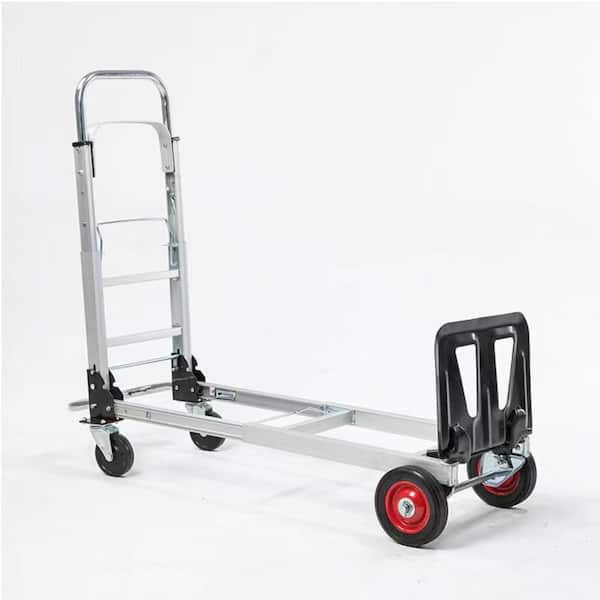300 lbs. Capacity 3 in 1 Convertible Hand Truck and Dolly with 5.9 in. Flat Free Rubber Wheels