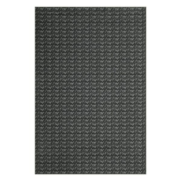 Black 10 ft. x 13 ft. Polyester Washable Modern Geometric Pattern Area Rug