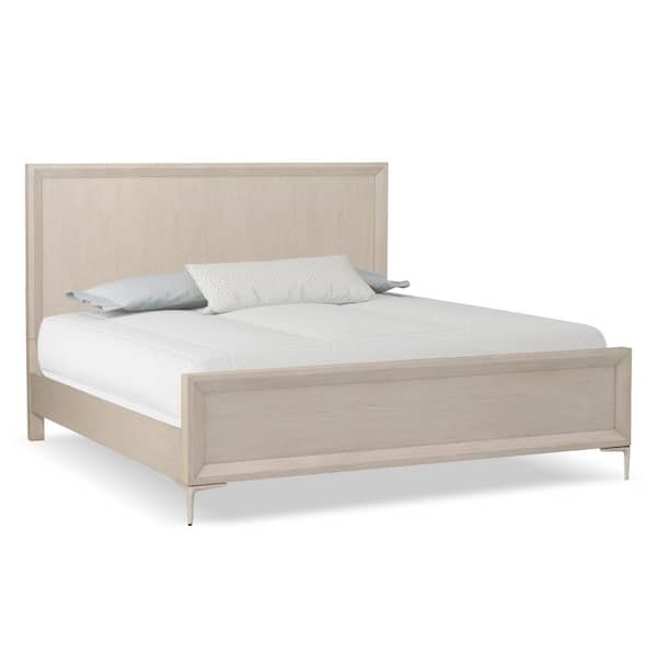 Jolt Beige Wood Frame King Panel Bed with Panel Headboard