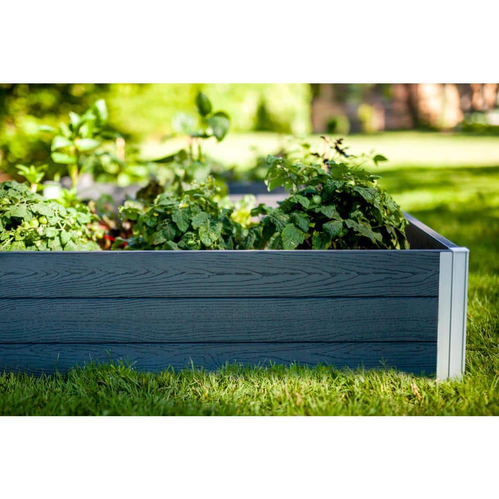 Urbana Slate Gray Vinyl Raised Garden Bed, 48" x 48"