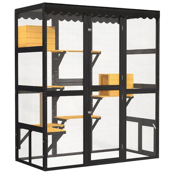 5 ft. W x 2.6 ft. D Outdoor Wood Storage Shed, Walk-in Cat House w/ Window Connection, Condos, Platforms (13 sq. ft.)