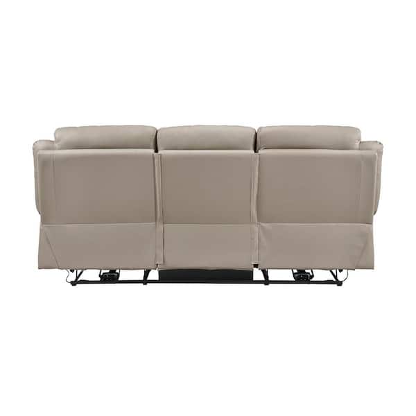 Lazzara Emillia 87 in. W Pillow Arm Leather Rectangle Power Double