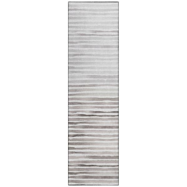 Addison Rugs Surfside 2 ft. 3 in. x 7 ft. 6 in. Gray Geometric Indoor/Outdoor Area Rug