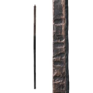 Oil Rubbed Bronze 1.1.23 Square Hammered Plain 1 in. x 47 in. Iron Newel Support Post for Stair Remodeling