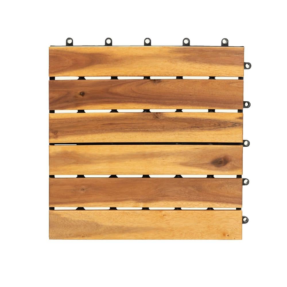 1 ft. x 1 ft. Quick Deck Solid Acacia Wood Deck Tile Striped Pattern (27 sq. ft. per Box) price history on PriceWatchPro