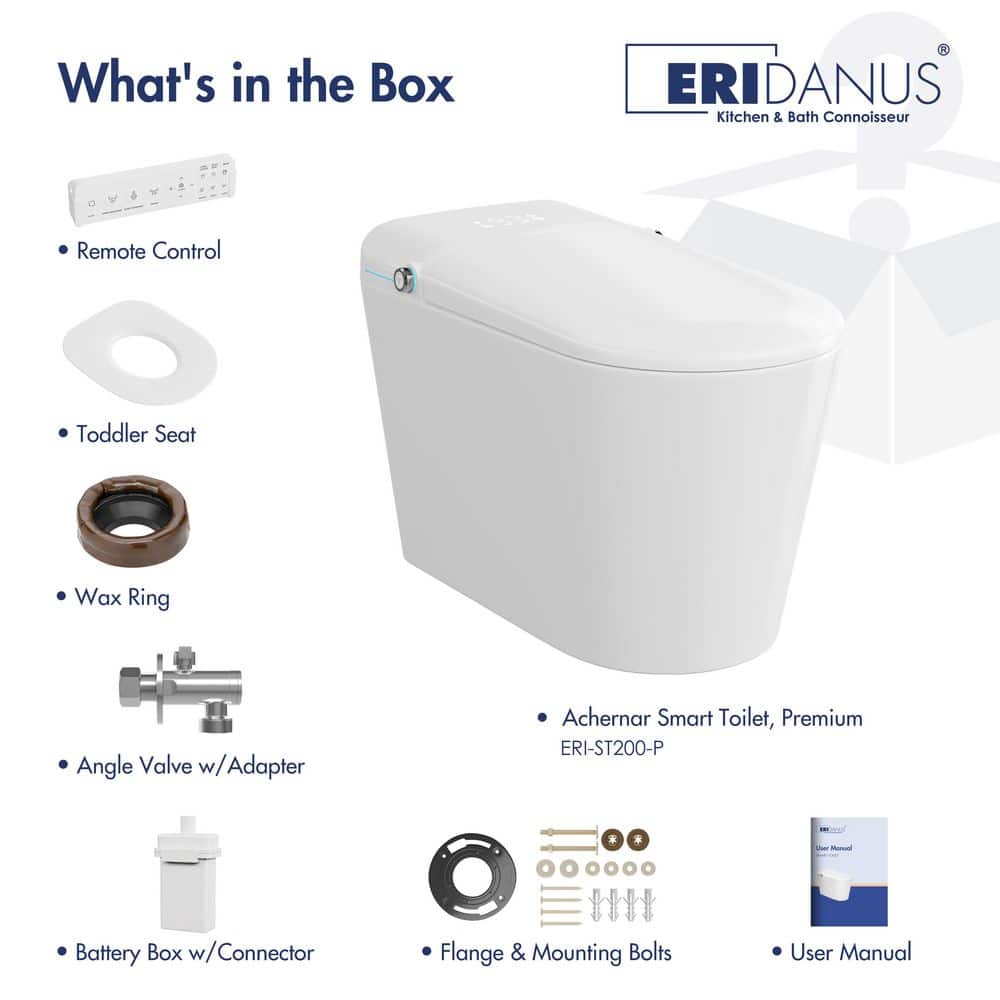 White Elongated Smart Bidet Toilet with Heated Seat and Night Light