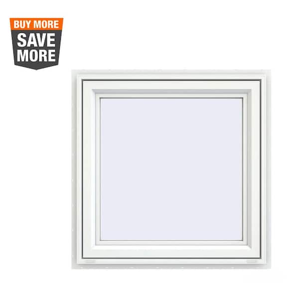 JELD-WEN 29.5 in. x 29.5 in. V-4500 Series White Vinyl Right-Handed Casement Window with Fiberglass Mesh Screen