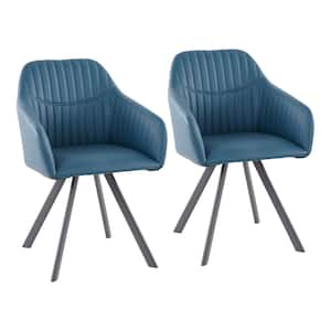 Clubhouse Pleated Teal Faux Leather Dining Chair (Set of 2)