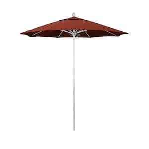 7.5 ft. Silver Aluminum Commercial Market Patio Umbrella with Fiberglass Ribs and Push Lift in Terracotta Sunbrella