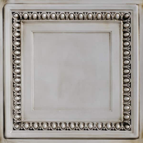 FROM PLAIN TO BEAUTIFUL IN HOURS Cambridge Antique White 2 ft. x 2 ft. PVC Glue Up or Lay In Ceiling Tile (40 sq. ft./case)