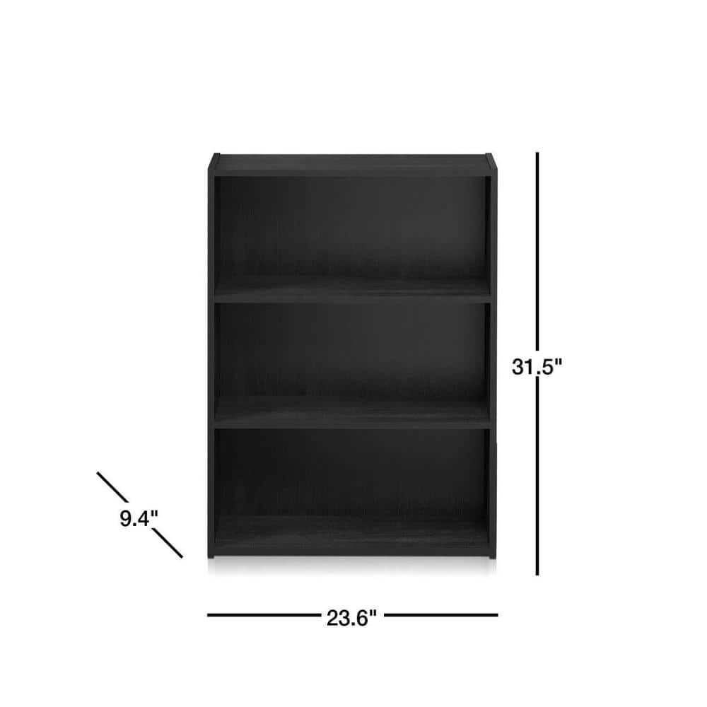 Kids' Heavy-Duty Black Wood 3-Tier Storage Cube Bookcase