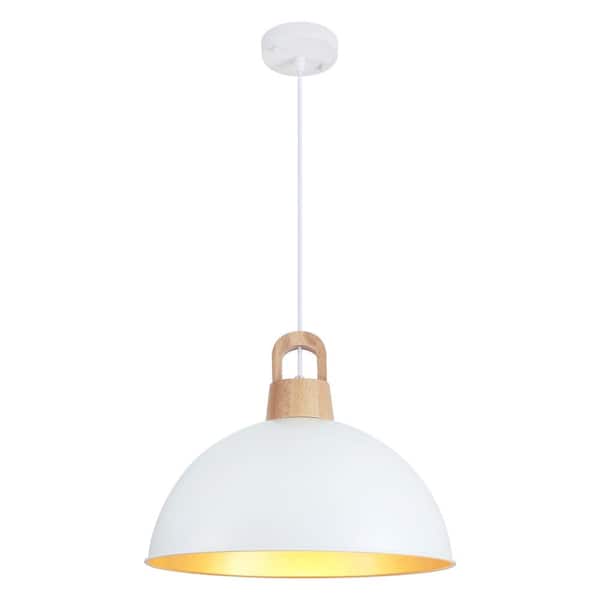 1-light White Small Sized Pendant Light with Metal Dome Shade for Kitchen Island Dinning Room