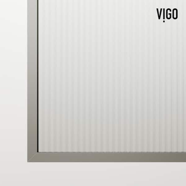 Zenith 34 in. W x 74 in. H Frameless Fixed Shower Screen Door in Stainless Steel with 3/8 in. (10mm) Fluted Glass