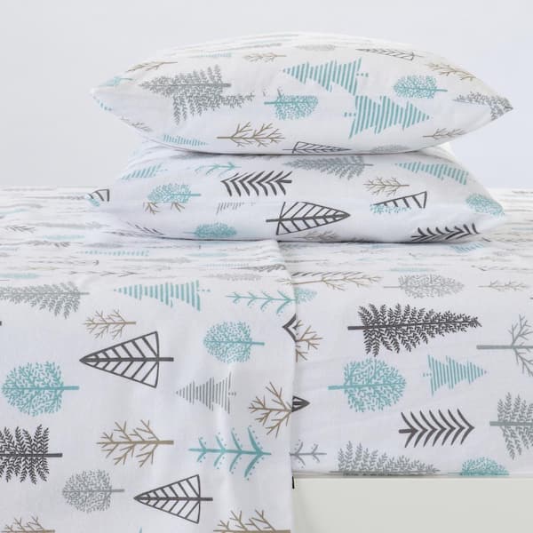 FRESHFOLDS 3-Piece Multi-Colored Printed 100% Turkish Cotton Twin Premium Flannel Sheet Set