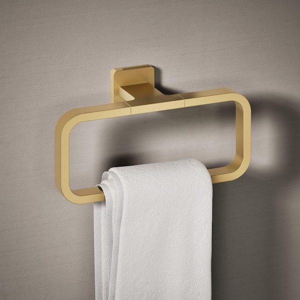 Mavera Wall Mounted Towel Ring in Vibrant Brushed Moderne Brass