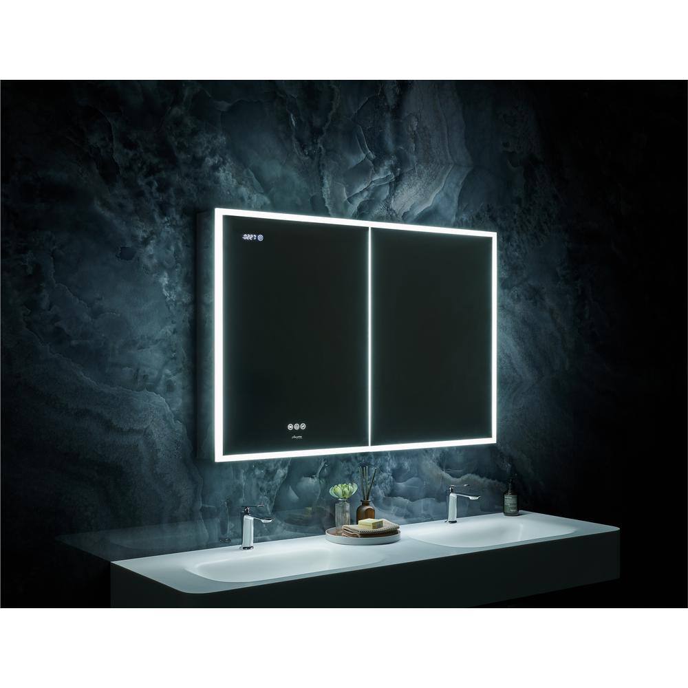 Pagani 48" Black LED Mirror Medicine Cabinet with Defogger and USB Outlet