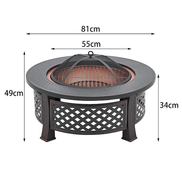 3 in 1 Outdoor Fire Pit BBQ Portable Firepit Brazier Round Stove Patio Heater 