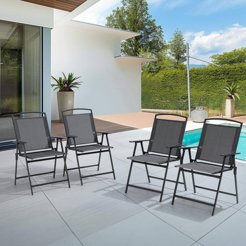 Gray Foldable Metal Outdoor Dining Chair (4-Pack) price history on PriceWatchPro