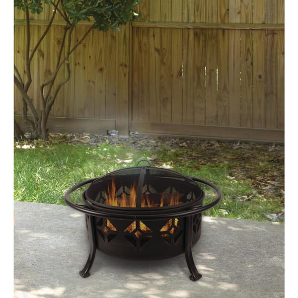 Square Steel Wood Fire Pit In Bronze, Fire Pit Replacement Bowl Home Depot