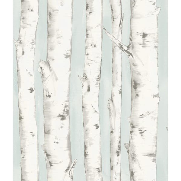 Chesapeake Pioneer Light Blue Birch Tree Paper Strippable Roll (Covers 56.4 sq. ft.)