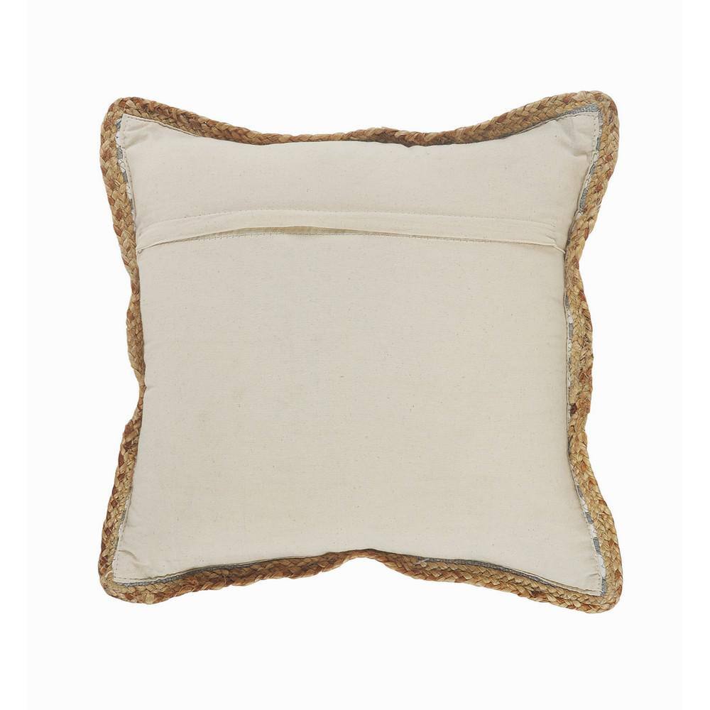 Gray and White Striped Cotton Jute Square Throw Pillow