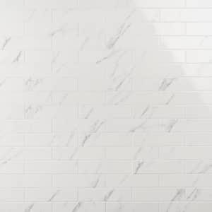 Santorini Statuario White 2.95 in. x 11.81 in. Polished Ceramic Wall Tile (5.38 sq. ft./Case)