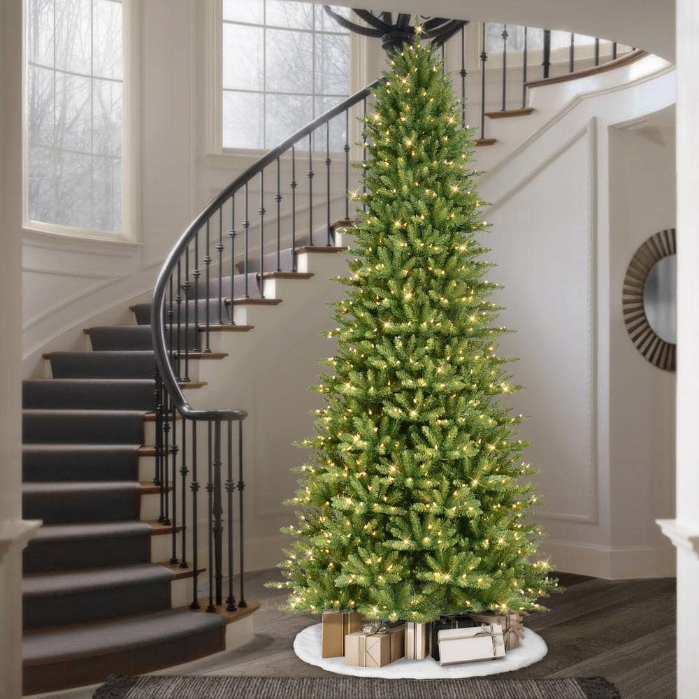 10-Foot Pre-Lit Green Slim Fraser Fir Christmas Tree with Clear Lights