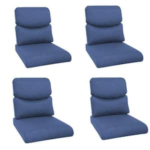 Modern 22 in. x 25 in. 8-Piece Deep Seating Outdoor Lounge Chair Cushion Set in Blue with Crescent-Shaped Design