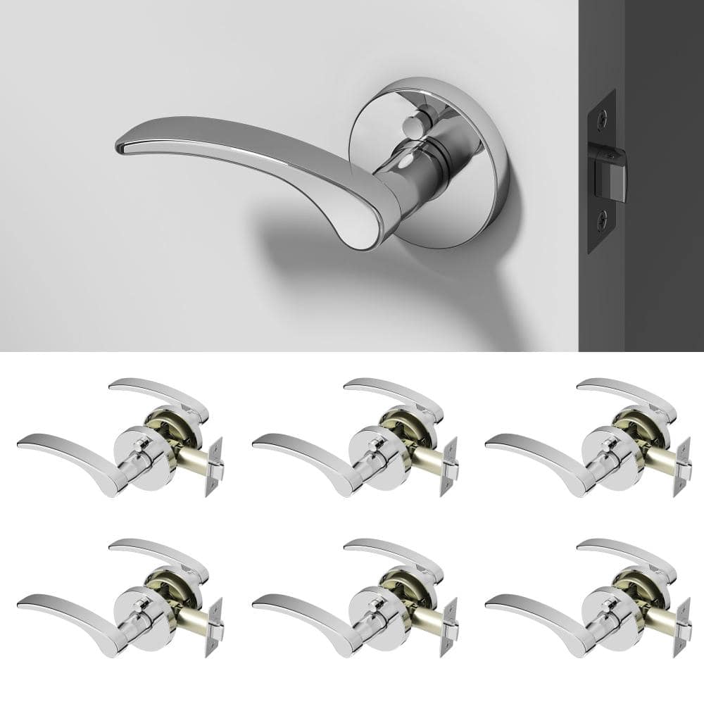 Okun Brook Metal Chrome Privacy Bed/Bath Flat Door Handle with Push ...