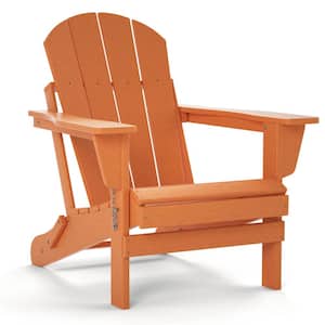 Orange HDPE Outdoor Folding Adirondack Chair, All-Weather Proof