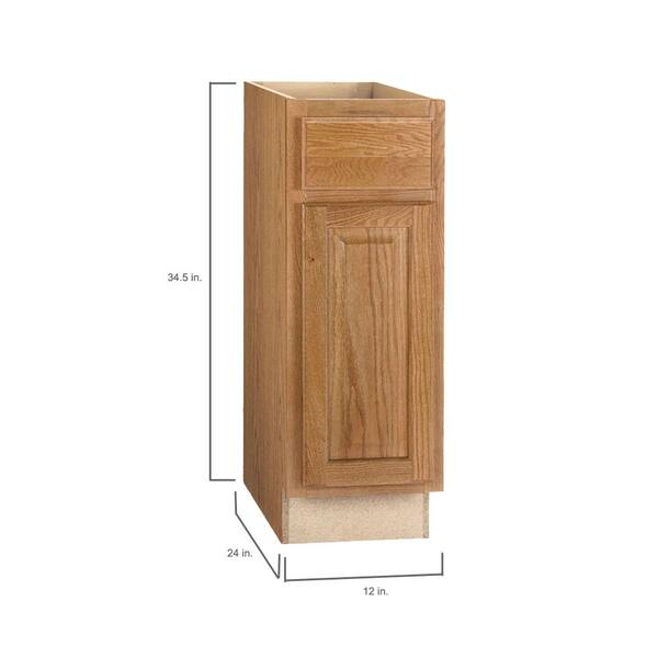 Hampton Bay Assembled 12x34 5x24 In Base Kitchen Cabinet With Ball Bearing Drawer Glides Medium Oak Kb12 Mo The Home Depot Base Kitchen Cabinet With, Home Depot Oak Cabinets