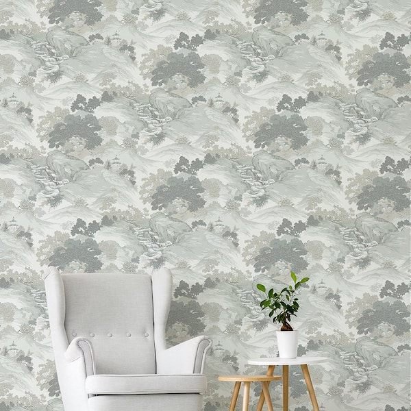 Ordos Light Green Eastern Toile Peelable Roll (Covers 56.4 sq. ft.)