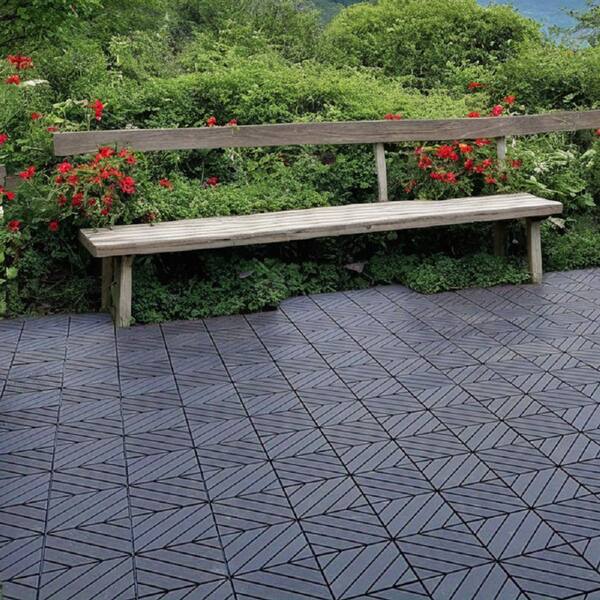 Tidoin Outdoor 1 ft. x 1 ft. Composite Interlocking Tile Deck Tile in Gray(54 Per Box)
